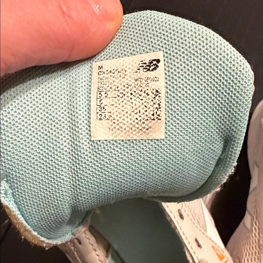 New Balance Kids' White and Light Blue Sneakers
